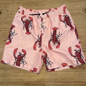 Tea Collection Pink Lobster Print Swim Trunks